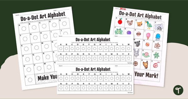 Go to Alphabet Art Dot Day Worksheet Set teaching resource