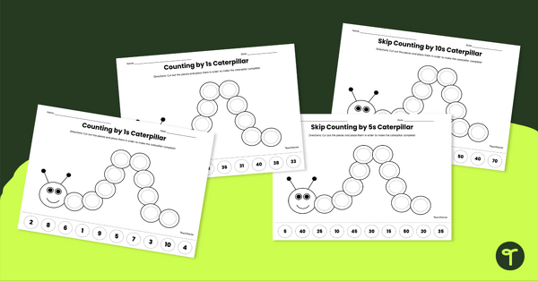 Go to Skip Counting Caterpillar Worksheet Pack teaching resource