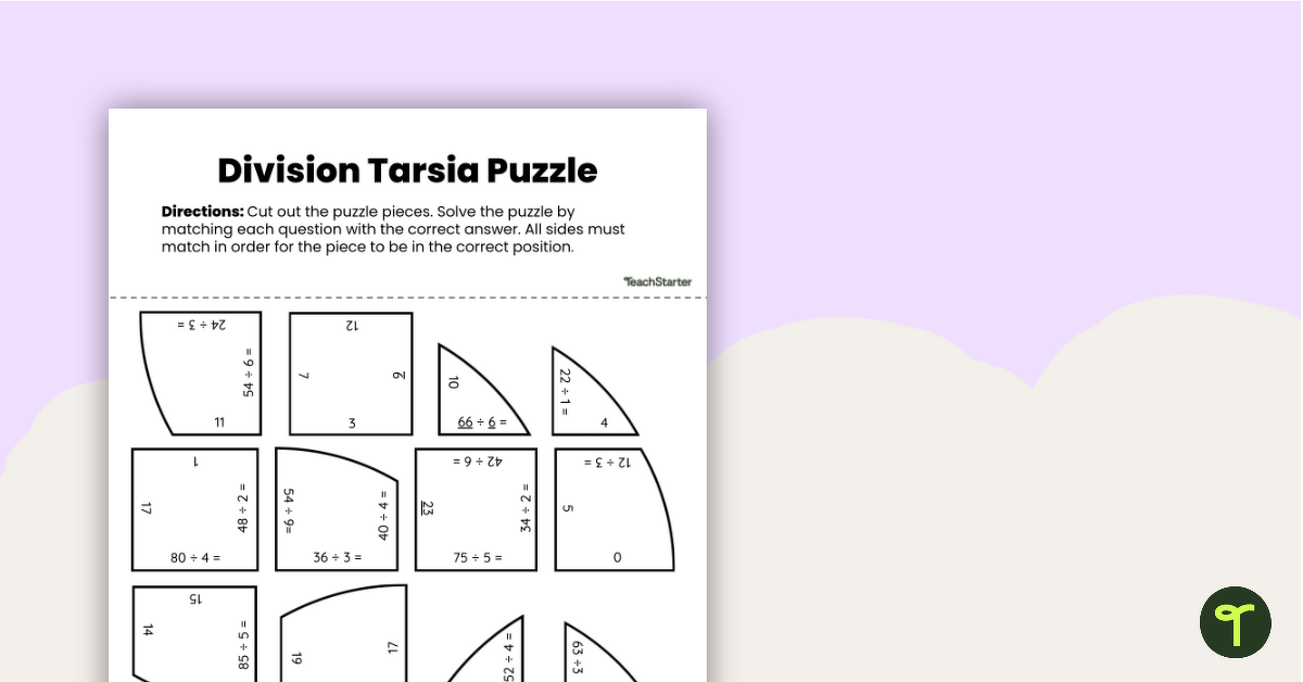 Dot Day Tarsia - Division Practice Activity teaching resource