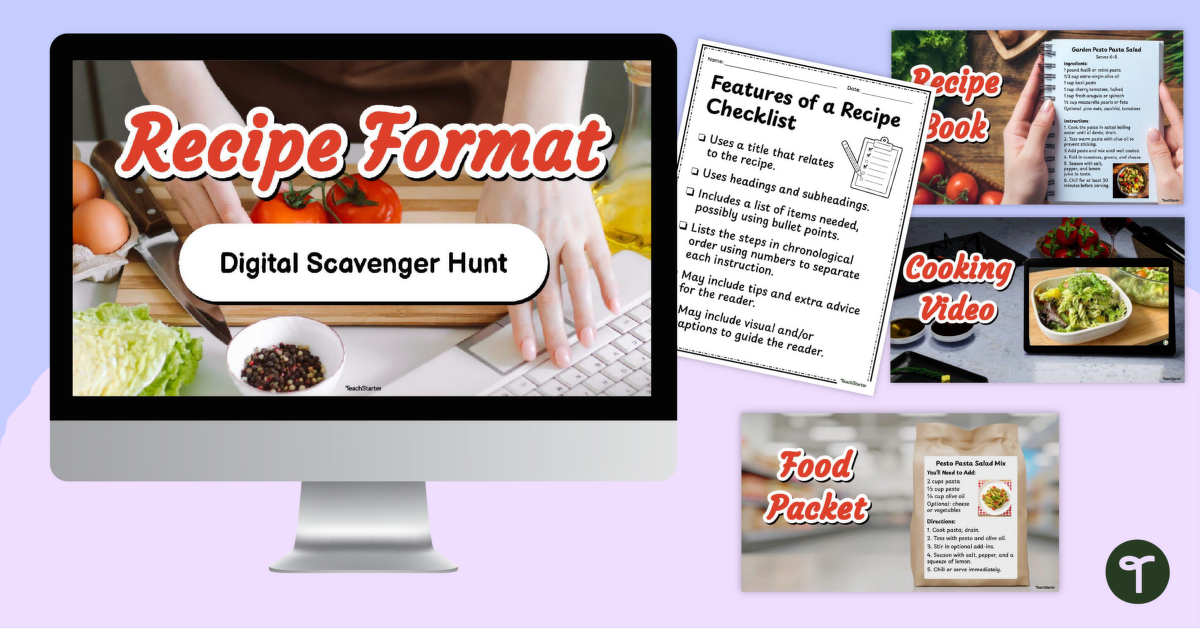 Recipe Text Features Scavenger Hunt teaching resource