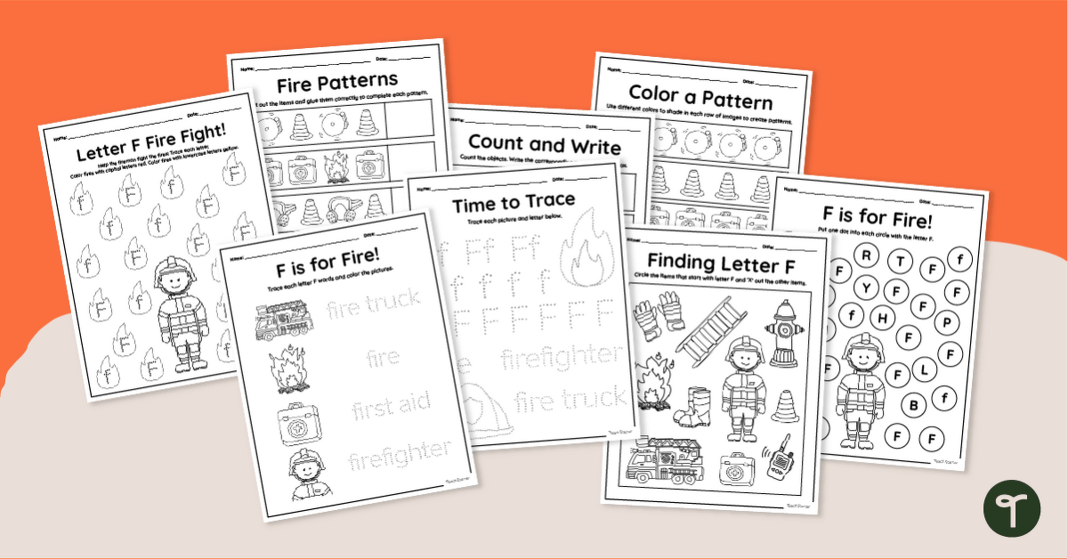 F is for Fire - Letter F Worksheet Pack teaching resource