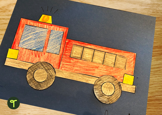 Shape Fire Truck Craft Template teaching resource