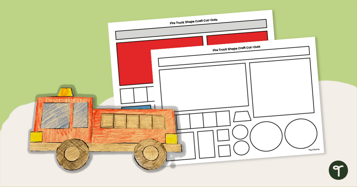 Fire Truck Shape Craft teaching resource