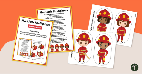 Go to Five Little Firefighters Poem Retell Activity teaching resource