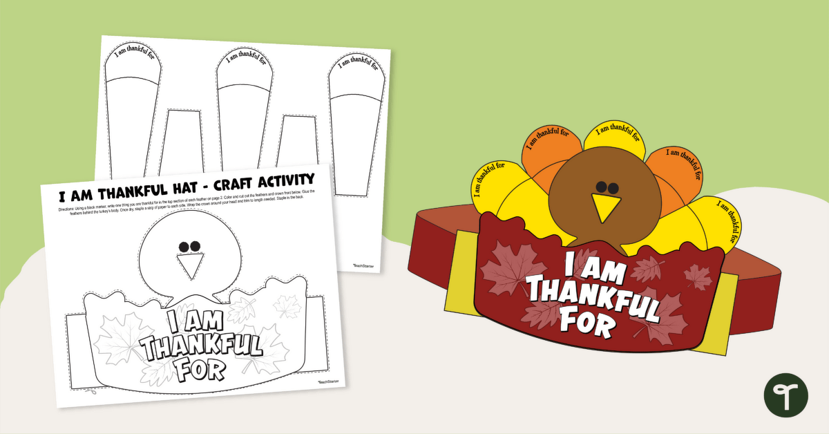 Thanksgiving Turkey Hat Craft Template teaching resource