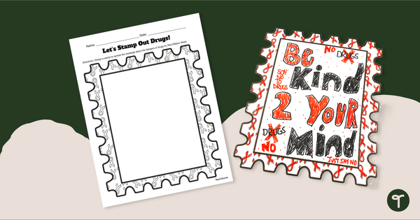 Go to Postage Stamp Template for Red Ribbon Week | Drug-Free Pledge teaching resource
