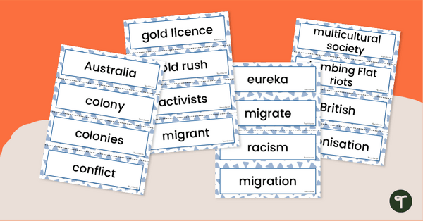 Go to Colonial Australia - History Word Wall Vocabulary teaching resource