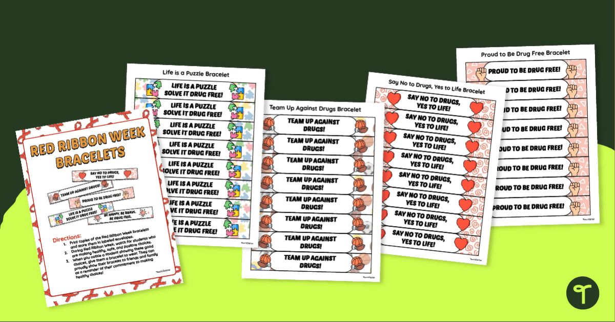 Red Ribbon Week Bracelets teaching resource