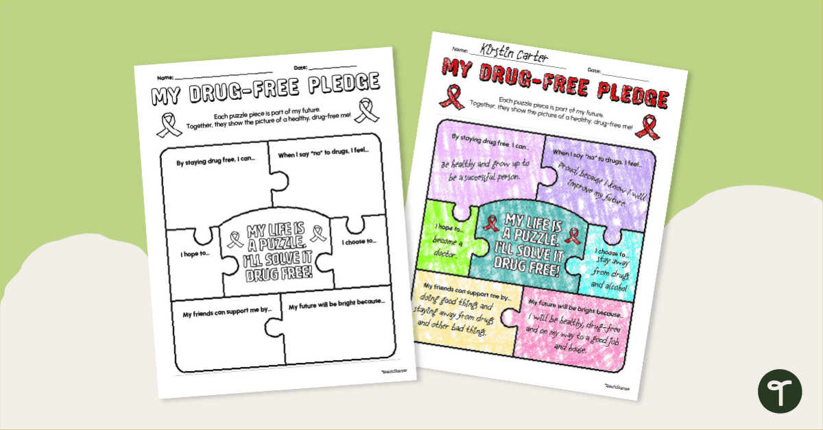 Life’s a Puzzle - Pledge to Be Drug Free Activity Template teaching resource