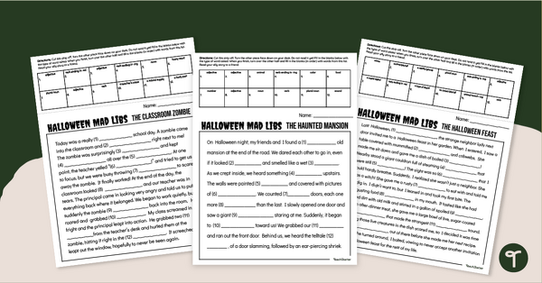 Go to Halloween Mad Libs Worksheets teaching resource
