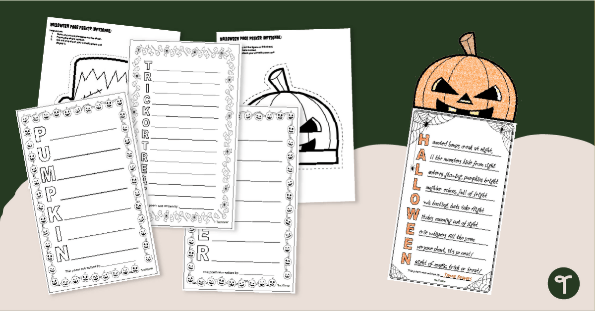 Halloween Acrostic Poem Templates teaching resource