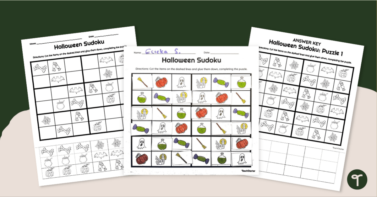 Halloween Sudoku Worksheets teaching resource