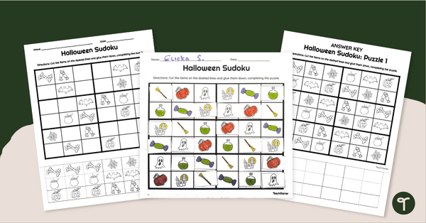 Go to Halloween Sudoku Worksheets teaching resource