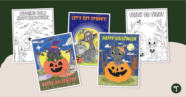 Go to Halloween Cat Color Pages teaching resource