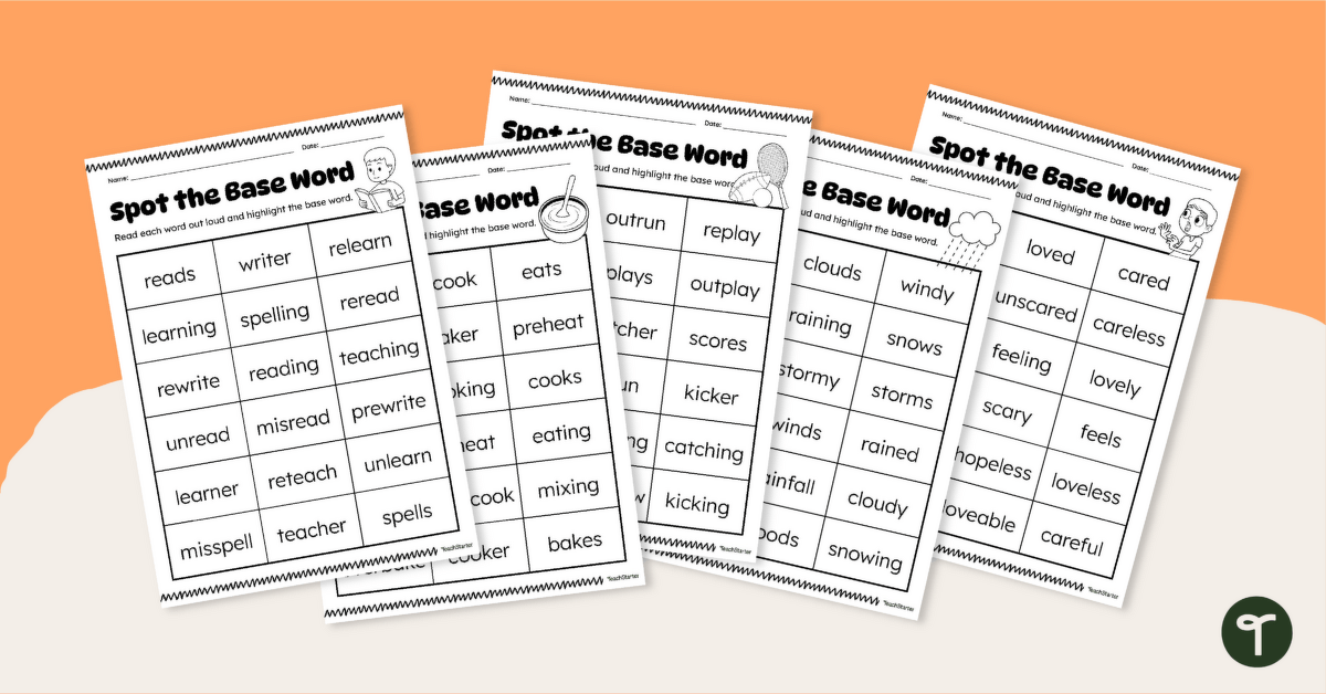 Find the Base Word - Highlight and Read Sheets teaching resource