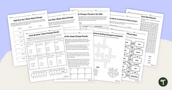 Go to Irregular Plural Worksheets teaching resource