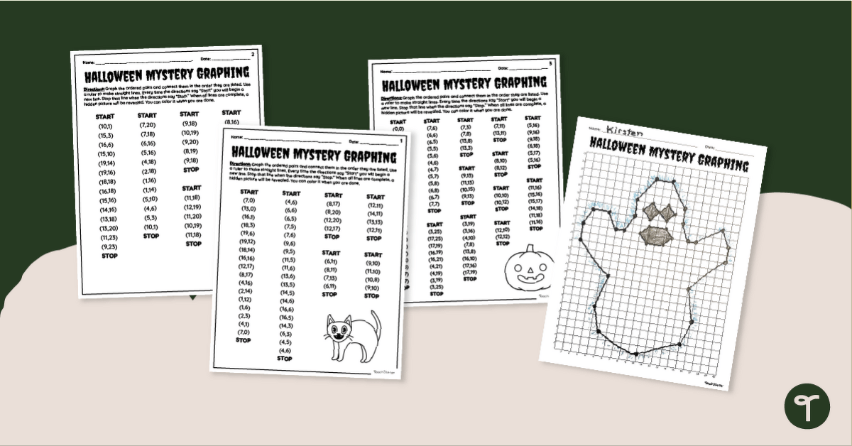 Halloween Coordinate Graphing Worksheets teaching resource