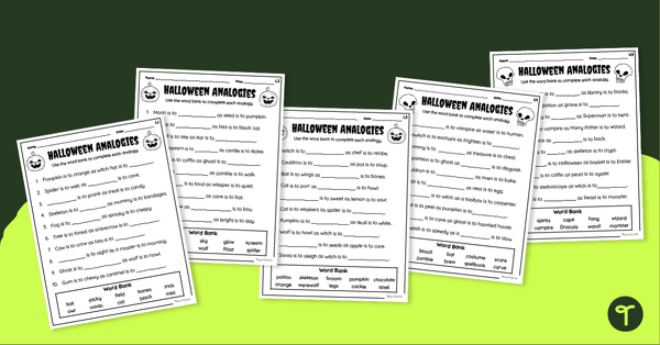 Go to Halloween Analogies Worksheet Pack teaching resource