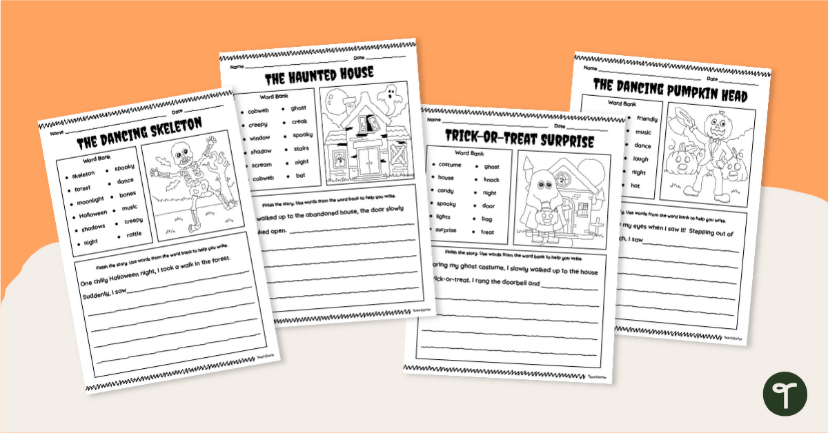 Halloween Writing Prompt Worksheet Pack teaching resource