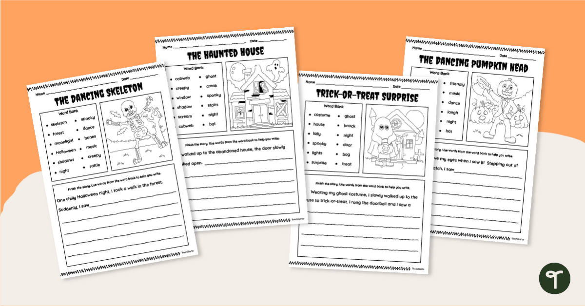 Halloween Writing Prompt Worksheet Pack teaching resource