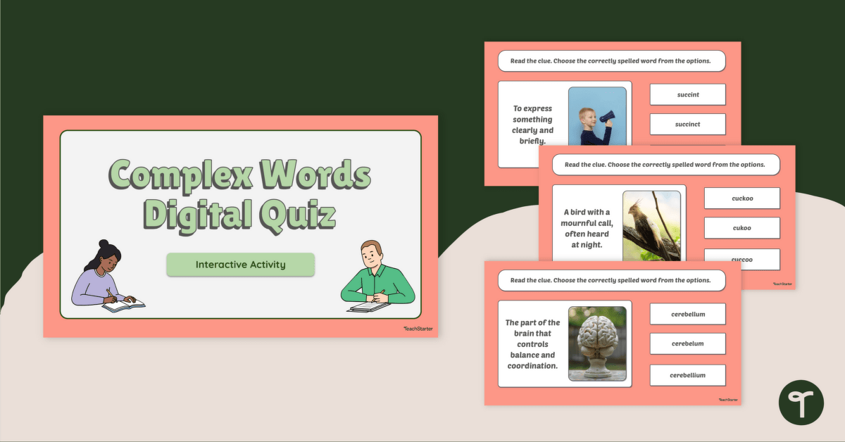 Difficult Spelling Words – Digital Quiz teaching resource