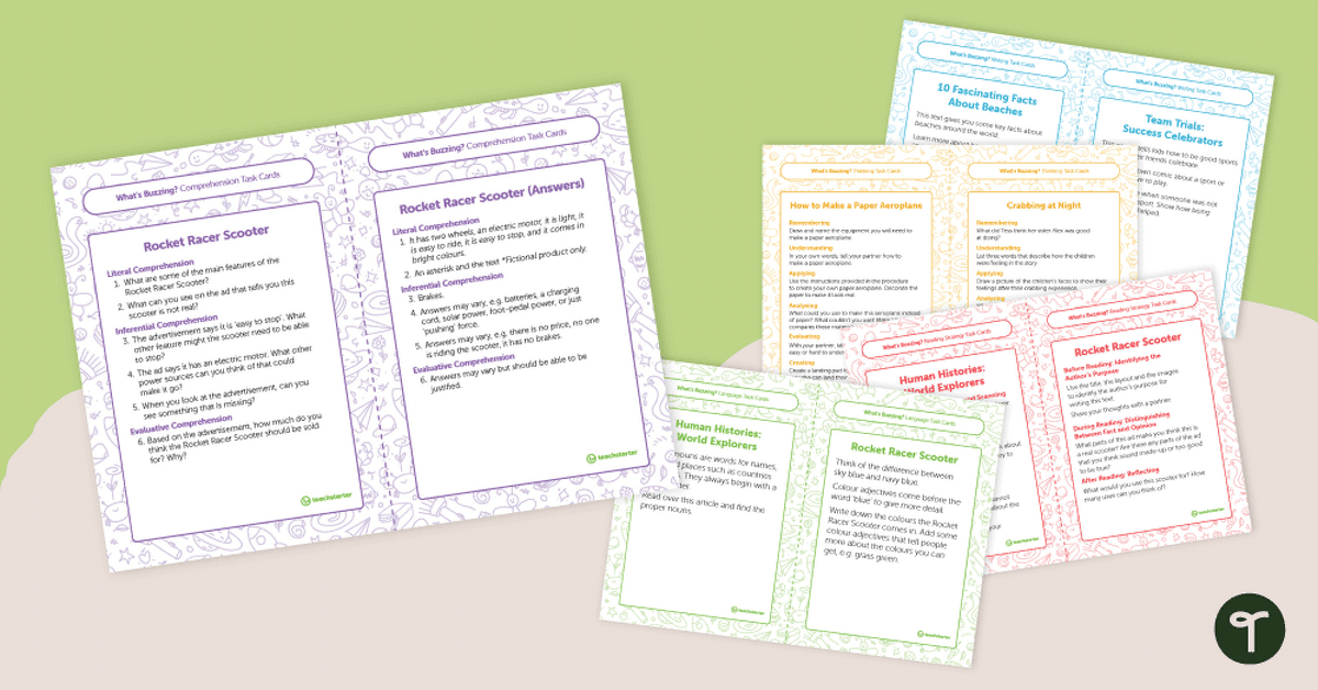 Year 2 Magazine - "What's Buzzing?" (Issue 1) Task Cards teaching resource