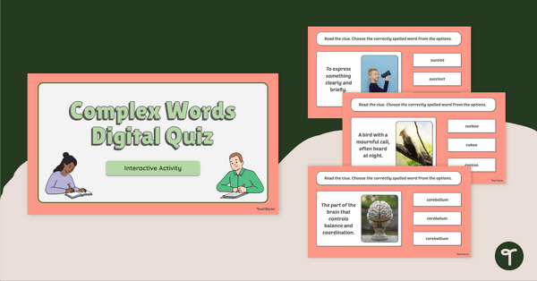Go to Hard to Spell Words – Digital Quiz teaching resource
