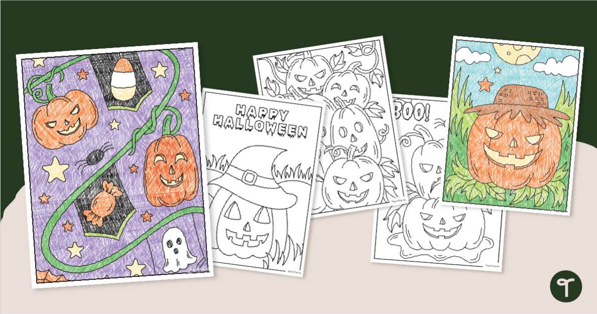 Halloween Pumpkin Coloring Pages teaching resource