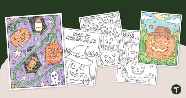 Go to Colouring Pages for Halloween - Pumpkins teaching resource