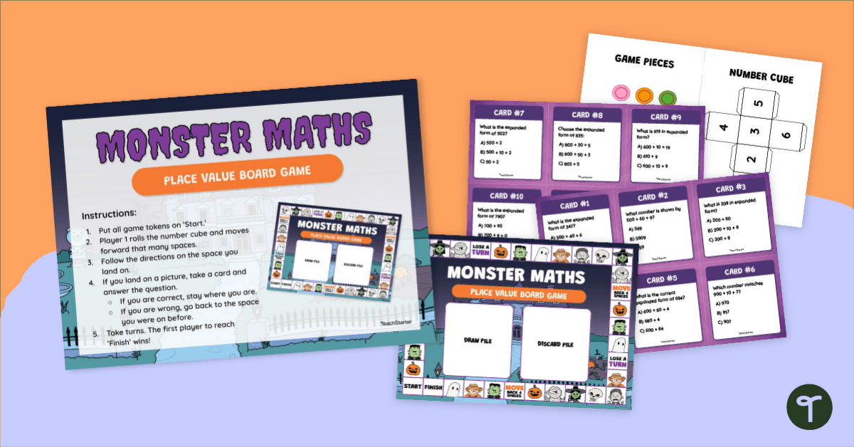 Halloween Board Game - Year 2 Place Value teaching resource