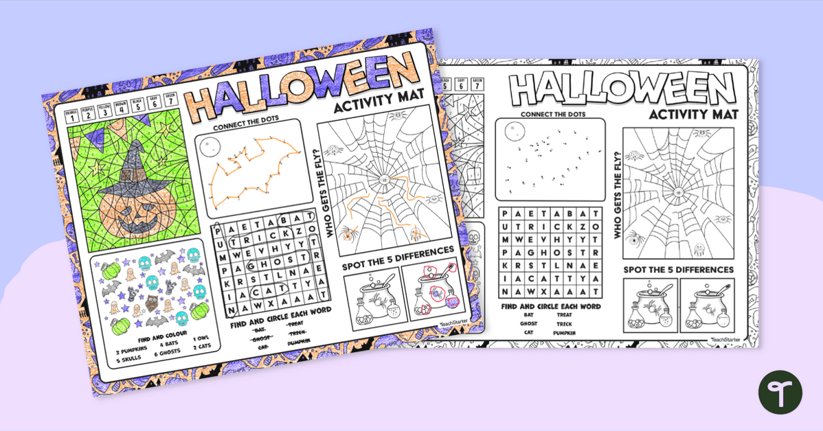 Halloween Table Mats - Lower Years teaching resource
