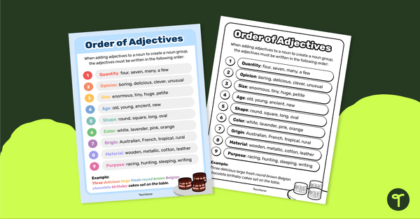 Go to Order of Adjectives Chart teaching resource