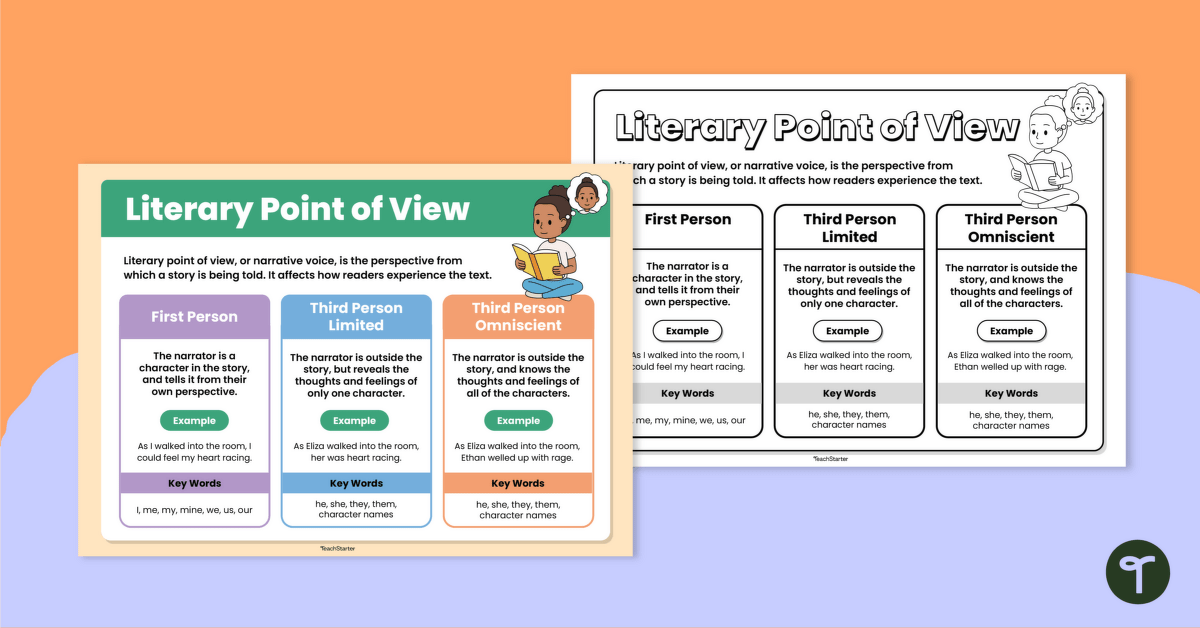 Types of Point of View in Literature Poster teaching resource