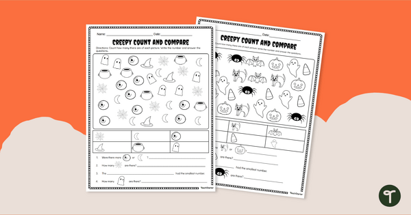 Go to Comparing Numbers - Halloween Math Worksheets teaching resource