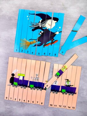 Halloween Math Puzzles - Number Ordering Activity teaching resource