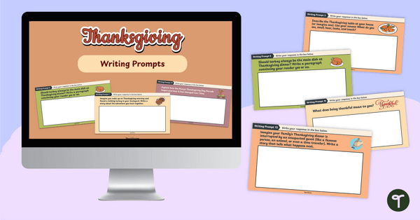 Go to Thanksgiving Writing Prompts - Digital Learning Activity teaching resource