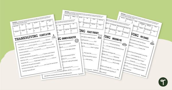 Go to Thanksgiving Mad Lib Worksheets teaching resource