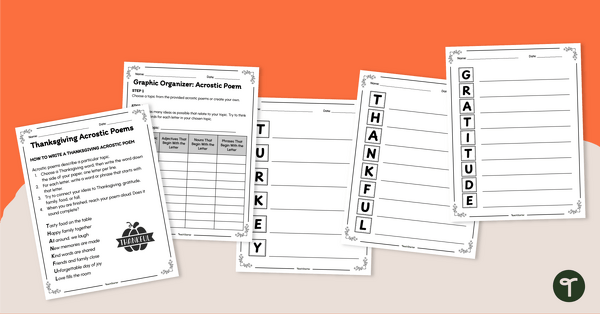 Go to Thanksgiving Acrostic Poem Templates teaching resource