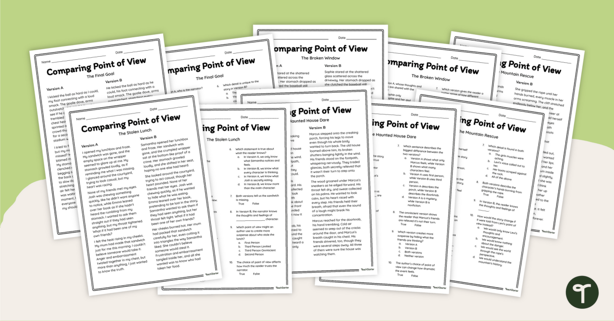 Comparing Narrative Voice Worksheets teaching resource