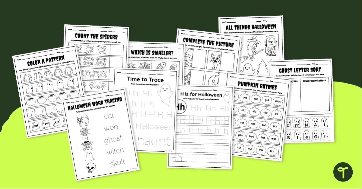 Halloween Activity Sheets (PK-K) teaching resource