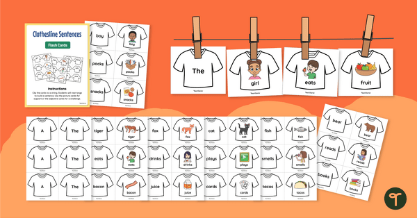 Go to Build a Sentence Activity - Sentence Clothesline teaching resource