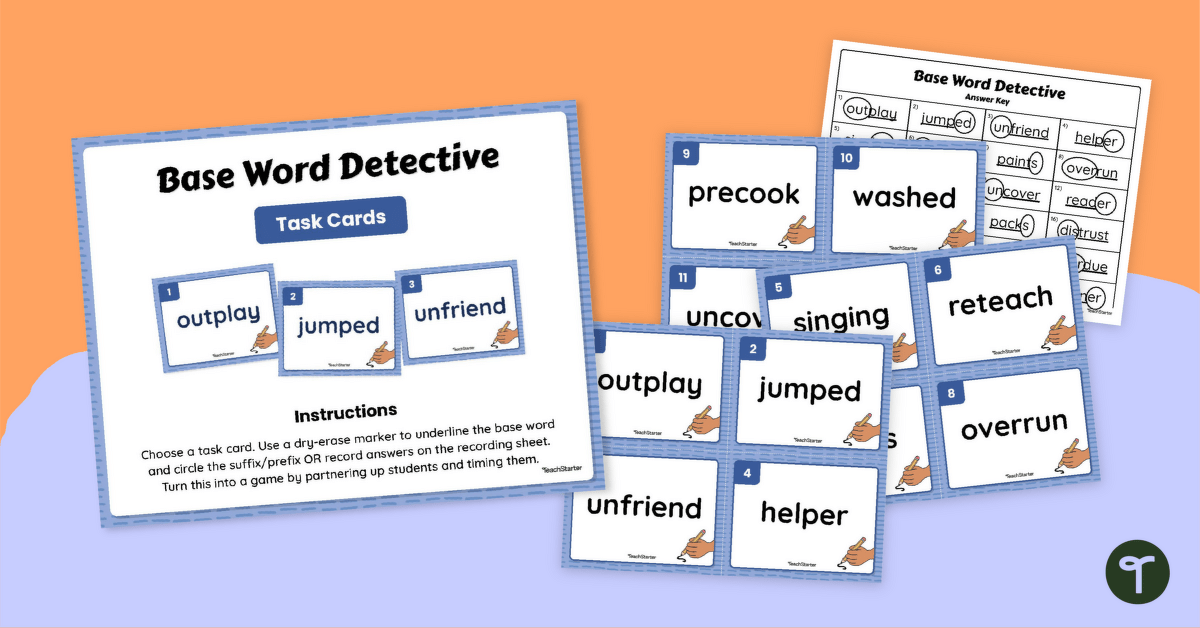 Detective Base Word Game Cards teaching resource