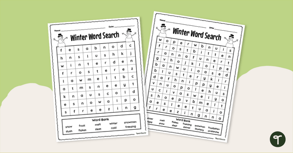 Go to Differentiated Winter Word Search Printable teaching resource
