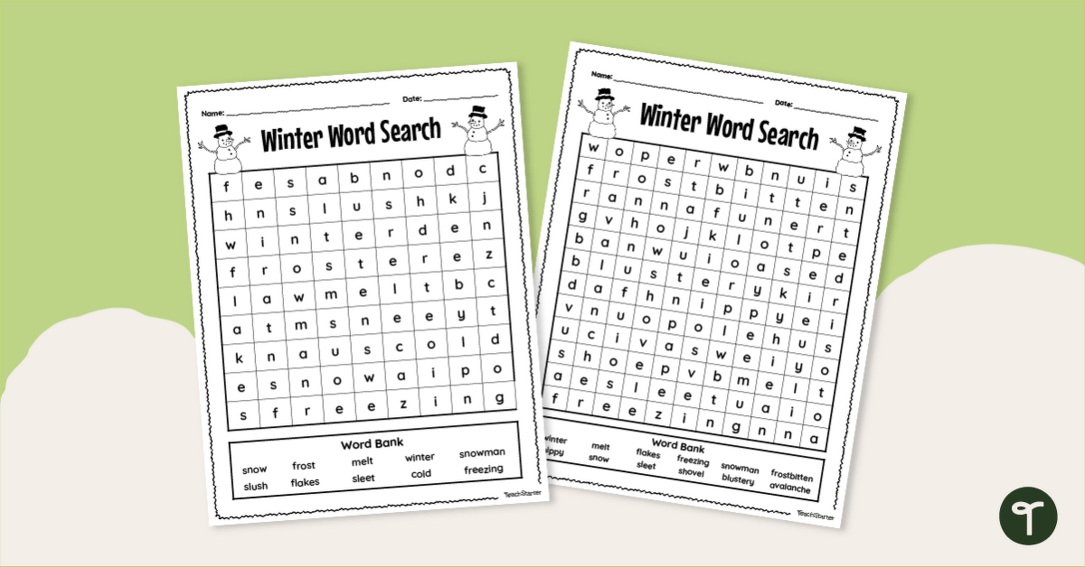 Differentiated Winter Word Find Pack teaching resource
