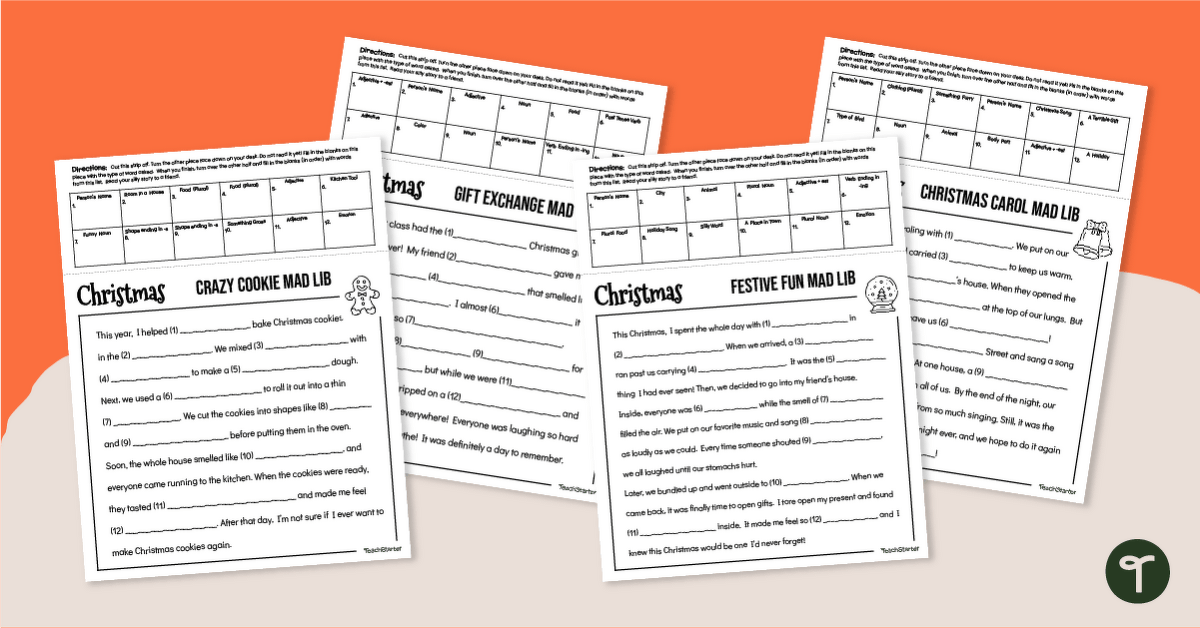 Christmas Mad Libs Worksheets teaching resource