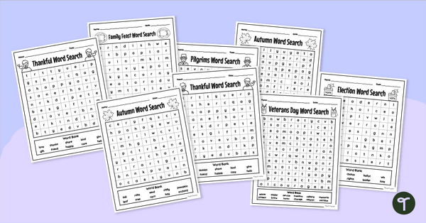 Go to November Word Search Pack teaching resource