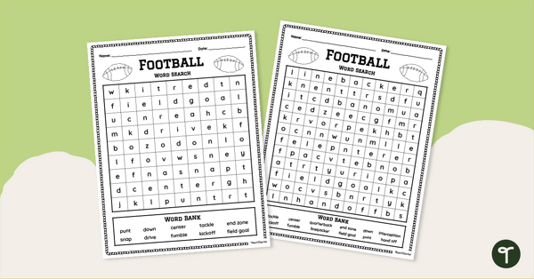 Go to Football Word Search - Printable teaching resource