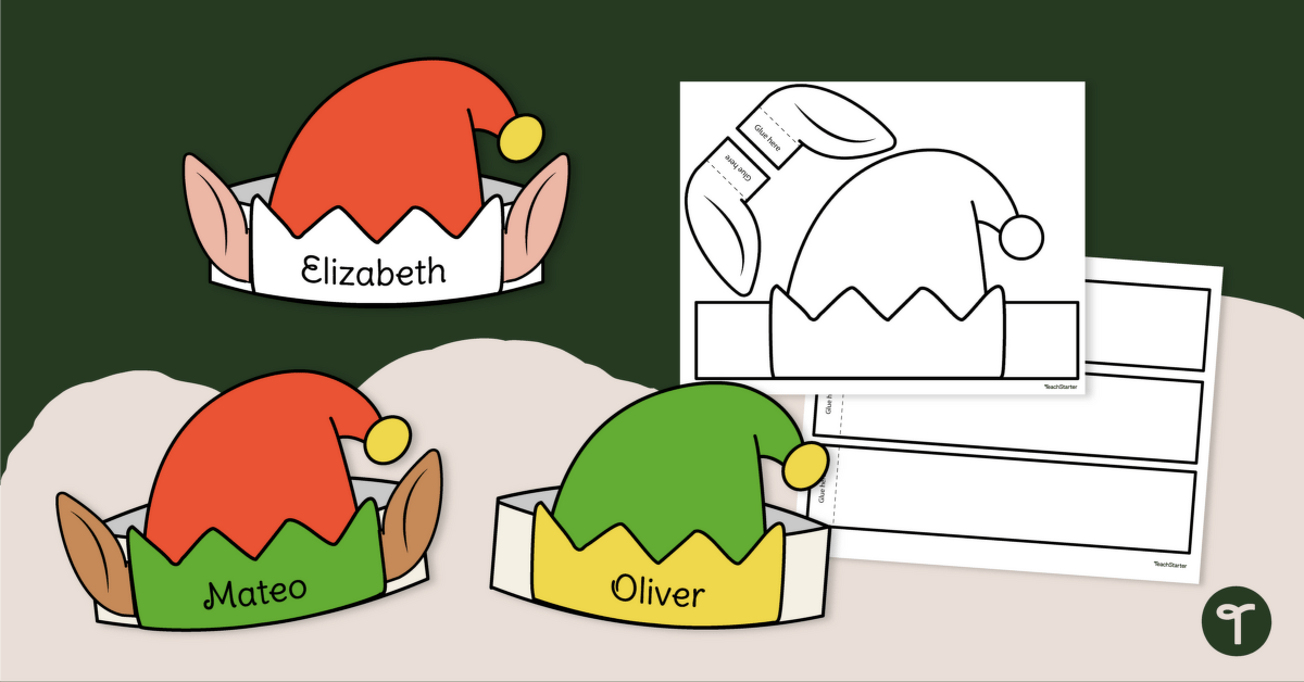 Elf Hat Printable Template teaching resource