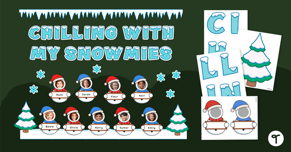 Go to Chillin’ With My Snowmies Bulletin Board Kit teaching resource
