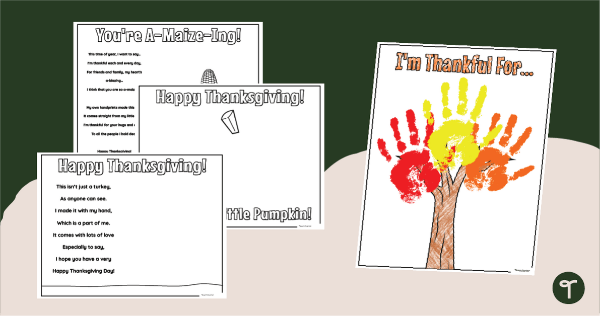Thanksgiving Handprint Craft Pack teaching resource
